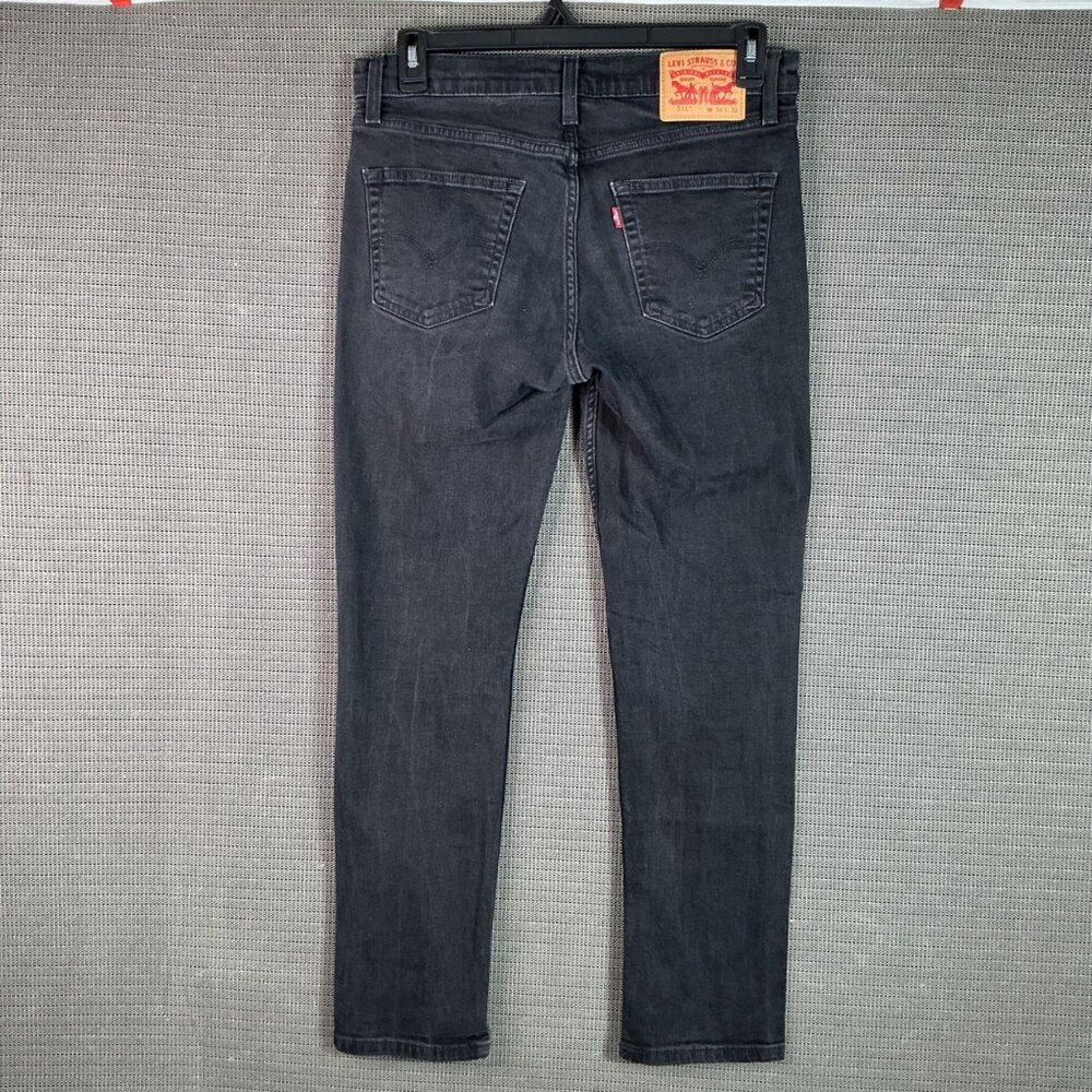 Levis 511 Mens Size W34 L32 Black Slim Fit Denim Jeans Original Riveted Label - Picture 2 of 10